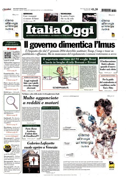 Italia oggi : quotidiano di economia finanza e politica